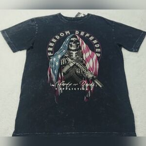 ♦️Affliction "Freedom Defender" Distressed Graphic Black Lava Wash Tee♦️